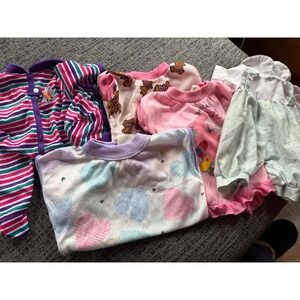 VtgBates Jama Toy Doll Clothes Pajamas Striped Butterfly Romper Pink Bear Shirt